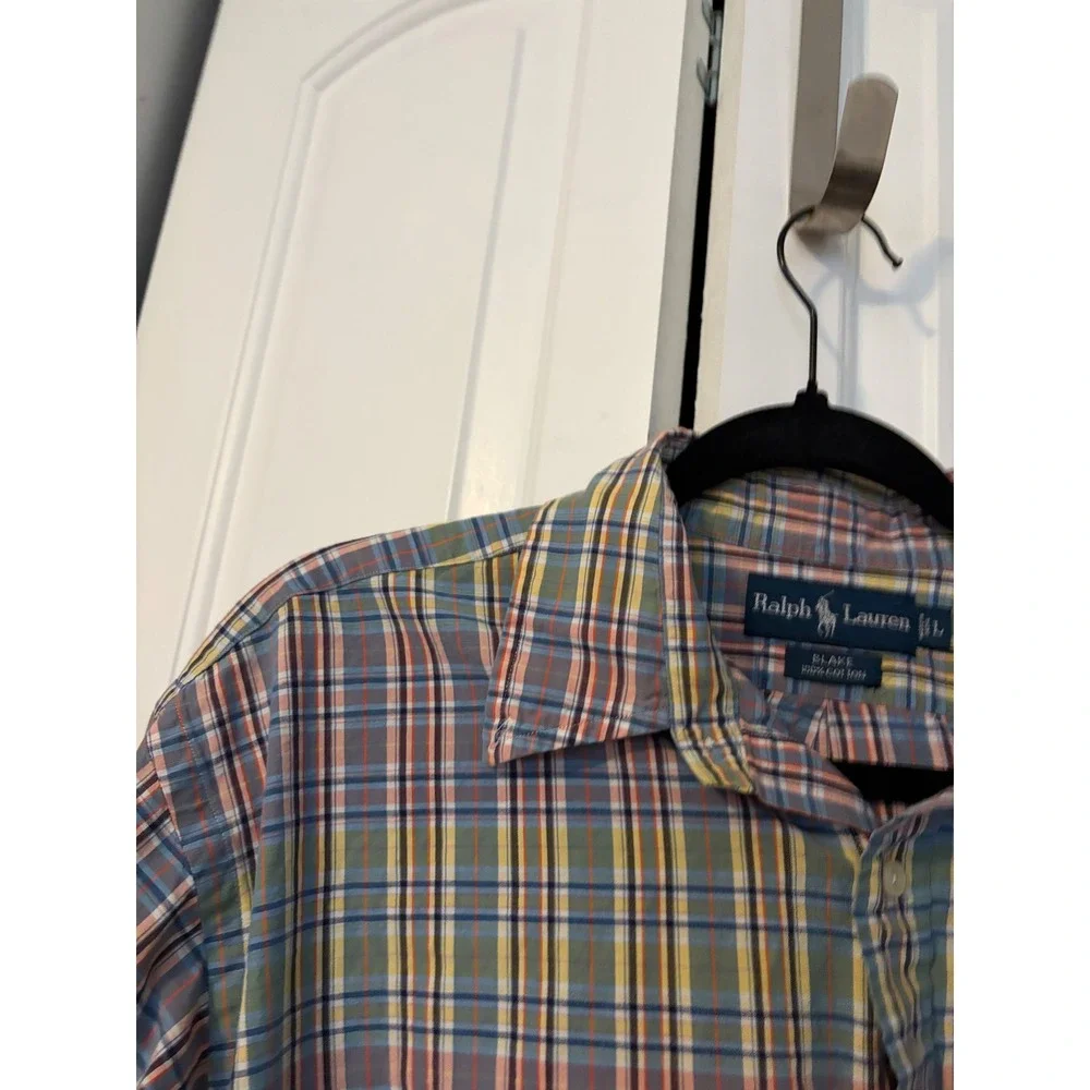 Polo Ralph Lauren Blake Mens Large Plaid Button Down‎ Shirt Multicolor Cotton L